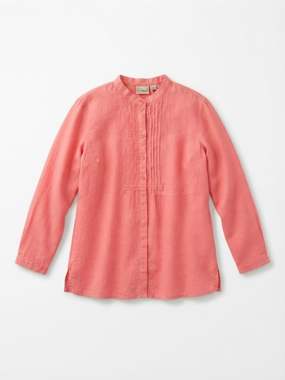 L.L. Bean 100% Linen Long Sleeve Blouse Womens XL Regular Pink Casual Resort